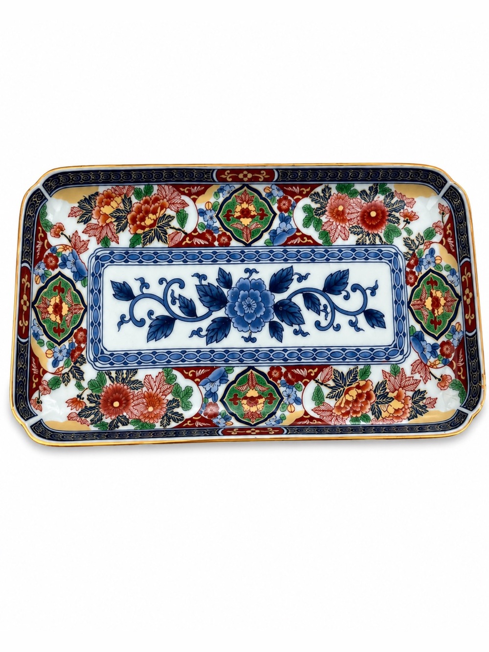VTG Takahashi Imari Porcelain 9” Rectangular Dish Serving Tray Japan Floral